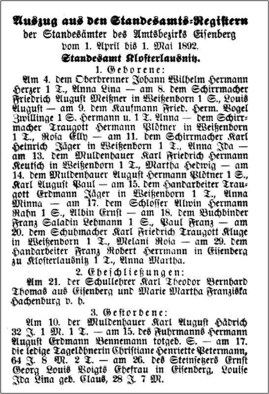 1892-05-01 Kl Standesamtsregister